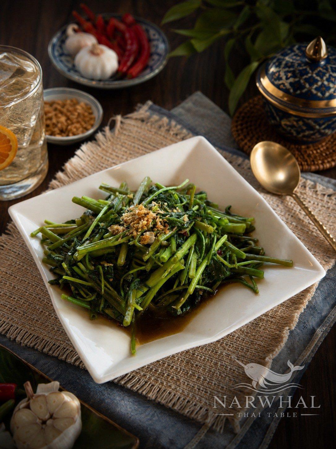 Ong Choy (ผัดผักบุ้งไฟแดง) — À La Carte at Narwhal Thai Table, Huntington Beach