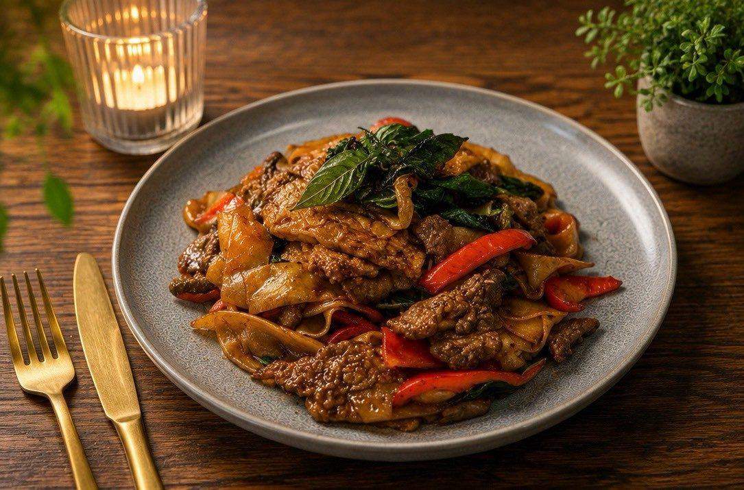 Pad Kee Mao — Drunken Noodles (ผัดขี้เมา) — Noodles at Narwhal Thai Table, Huntington Beach