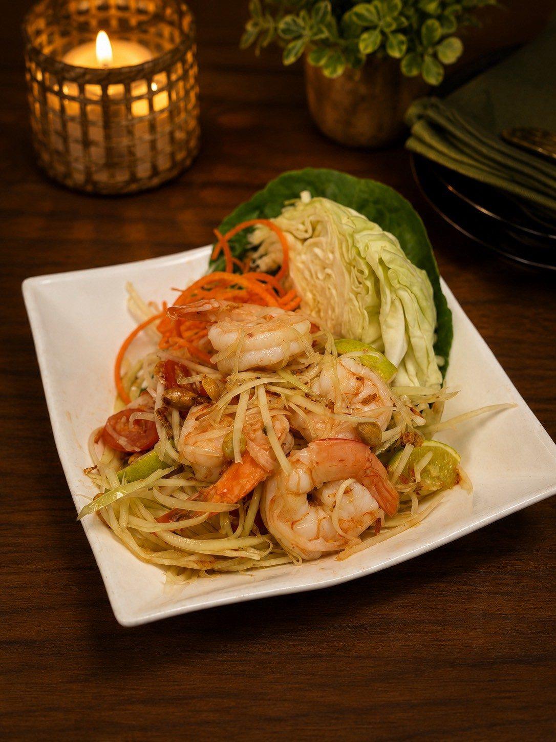 Som Tum · Fresh Shrimp (ส้มตำไทย กุ้งสด) — Salads at Narwhal Thai Table, Huntington Beach
