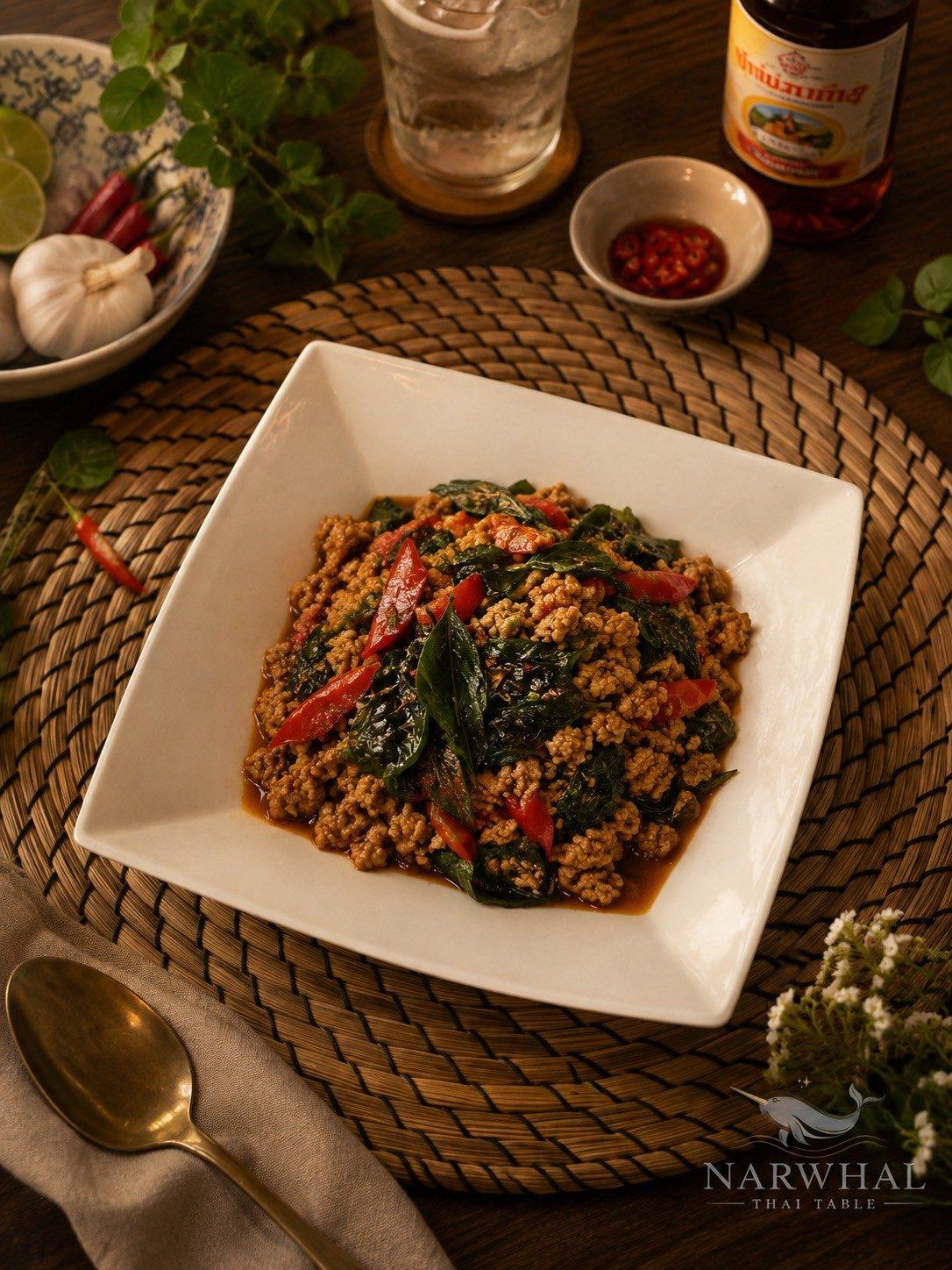 Spicy Basil (ผัดกะเพรา) — À La Carte at Narwhal Thai Table, Huntington Beach