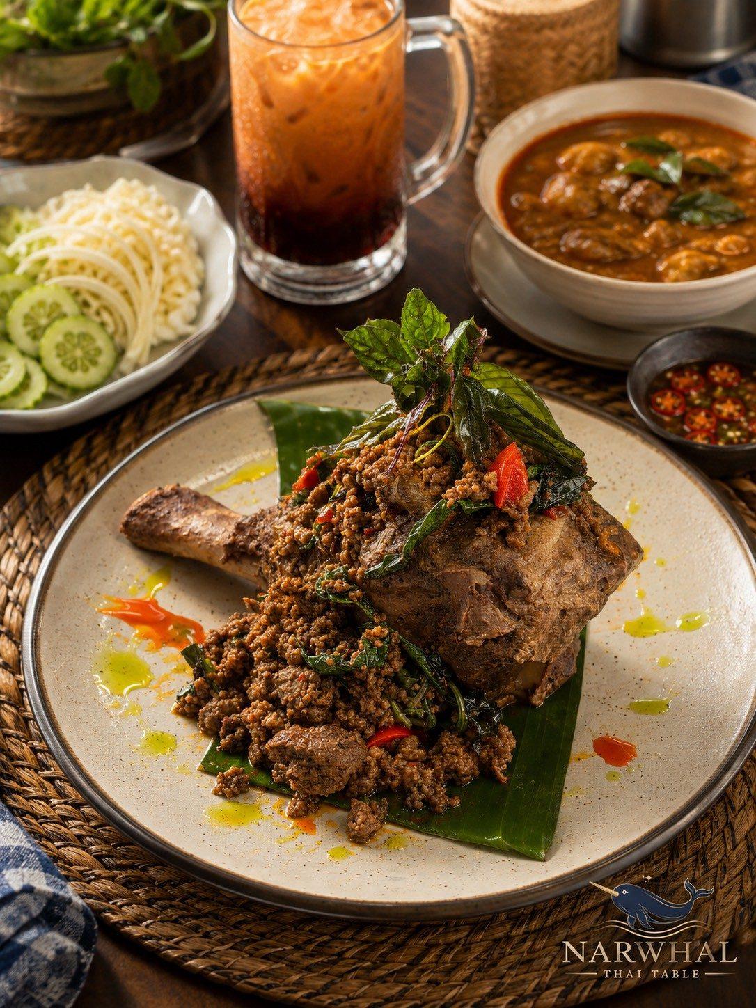 Spicy Basil Dino-rib (กะเพราซี่โครงไดโน) — À La Carte at Narwhal Thai Table, Huntington Beach