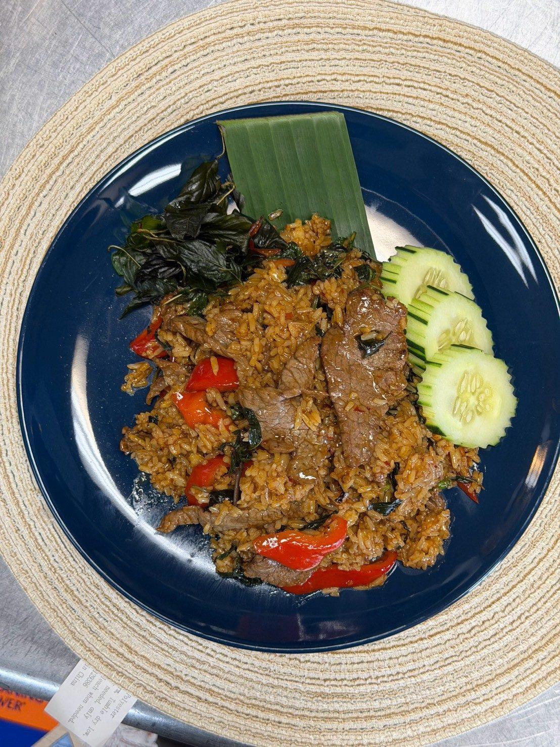 Spicy Basil Fried Rice (ข้าวผัดกะเพรา) — Rice at Narwhal Thai Table, Huntington Beach