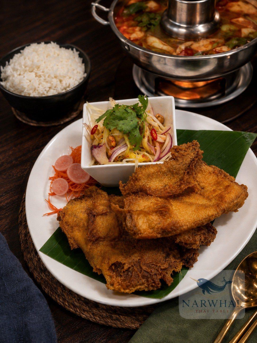 White Fish & Mango Salad (ปลาทอดยำมะม่วง) — Poseidon at Narwhal Thai Table, Huntington Beach